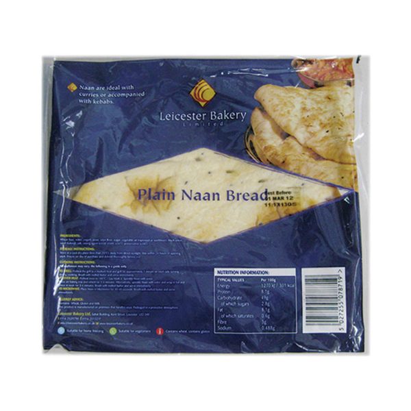 LEICESTER BAKERY PLAIN NAAN BREAD 280GR