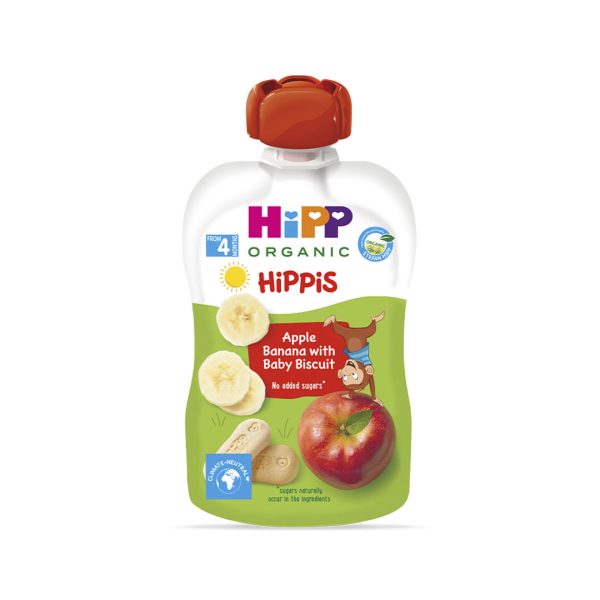 HIPP APPLE, BANANA AND BABY BISCUIT POUCH 100G