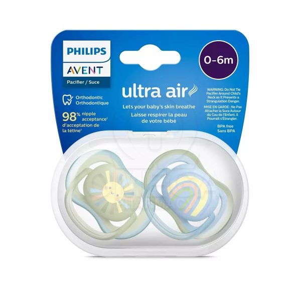 AVENT SOOTHER ULTRA AIR 0-6M BOY SUN/RAINBOW 2P