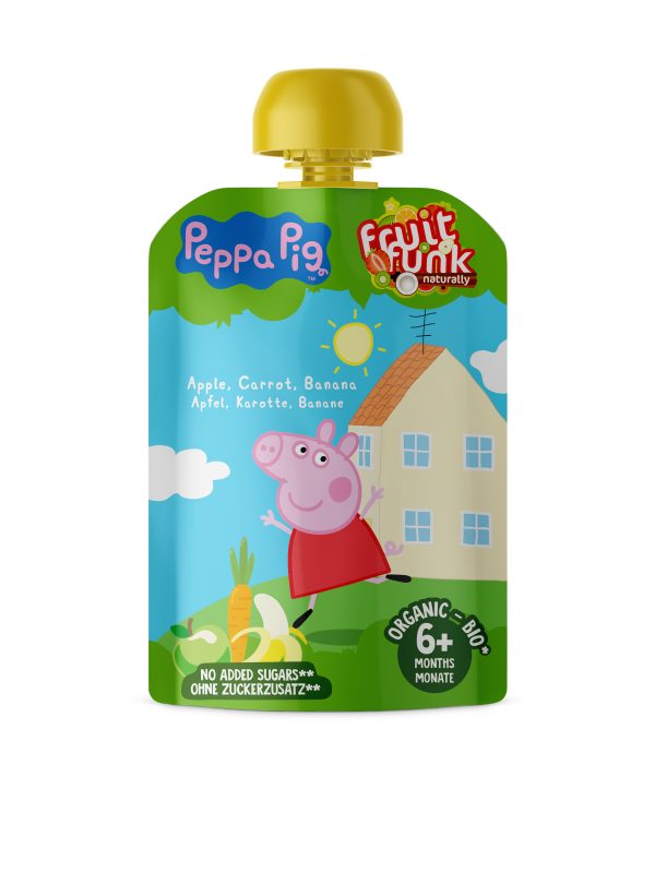 FRUIT FUNK POUCH APPLE, CARROT, BANANA 90GR PEPPA PIG